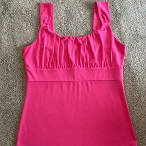 Ann Taylor Polyester Dress Tank Top Hot Pink Medium